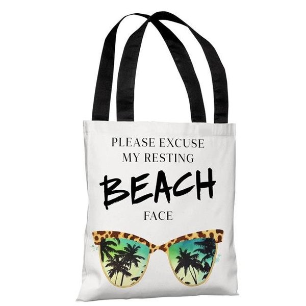 One Bella Casa One Bella Casa 74438TT18P 18 in. Resting Beach Face Polyester Tote Bag by lezleeelliot; Multi Color 74438TT18P